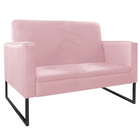 Kit Namoradeira E 02 Poltronas Bella Base De Ferro Preta Sued