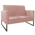 Kit Namoradeira E 02 Poltronas Bella Base De Ferro Preta Sued