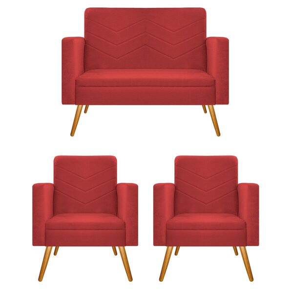 Kit Namoradeira E 02 Poltronas Bella Pés Palito Mel Corano -