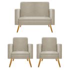 Kit Namoradeira E 02 Poltronas Bella Pés Palito Mel Corano -