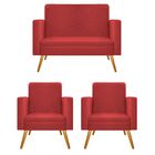 Kit Namoradeira E 02 Poltronas Bella Pés Palito Mel Corano -