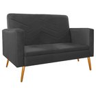 Kit Namoradeira E 02 Poltronas Bella Pés Palito Mel Linho - A