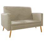 Kit Namoradeira E 02 Poltronas Bella Pés Palito Mel Linho - A