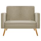 Kit Namoradeira E 02 Poltronas Bella Pés Palito Mel Linho Beg