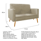 Kit Namoradeira E 02 Poltronas Bella Pés Palito Mel Linho - D