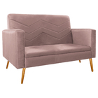 Kit Namoradeira E 02 Poltronas Bella Pés Palito Mel Linho Ros