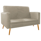 Kit Namoradeira E 02 Poltronas Bella Pés Palito Mel Suede - A