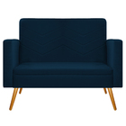 Kit Namoradeira E 02 Poltronas Bella Pés Palito Mel Suede Azu