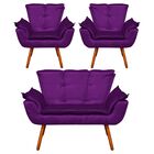 Kit Namoradeira E 02 Poltronas Opala Acetinado Pés Palito Cas