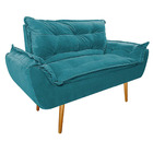 Kit Namoradeira E 02 Poltronas Opala Palito Mel Suede Azul Tu