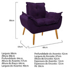 Kit Namoradeira E 02 Poltronas Opala Palito Mel Suede Roxo -