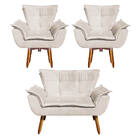 Kit Namoradeira E 02 Poltronas Opala Suede Base Giratória Pés