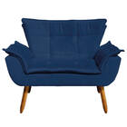 Kit Namoradeira E 02 Poltronas Opala Suede Base Giratória Pés