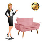 Kit Namoradeira E 02 Poltronas Opala Suede Base Giratória Pés