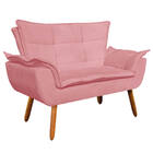 Kit Namoradeira E 02 Poltronas Opala Suede Base Giratória Pés