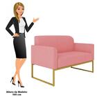 Kit Namoradeira E 1 Poltrona Decorativa Base Industrial Doura