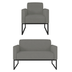 Kit Namoradeira E 1 Poltrona Decorativa Base Industrial Preta