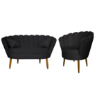 Kit Namoradeira E 1 Poltrona Pétala Decorativa Veludo - Monta