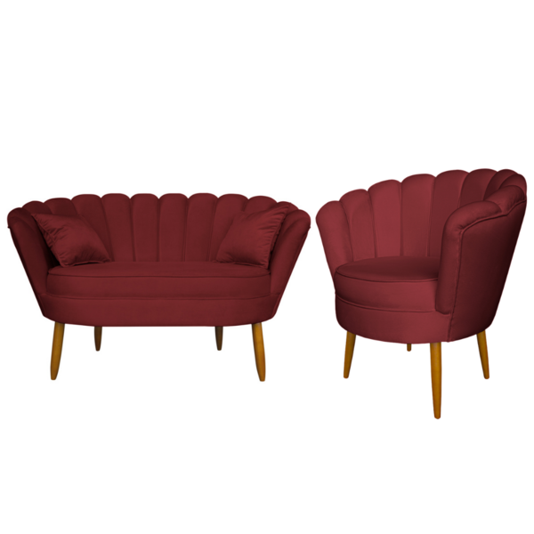 Kit Namoradeira E 1 Poltrona Pétala Decorativa Veludo - Monta