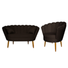 Kit Namoradeira E 1 Poltrona Pétala Decorativa Veludo - Monta