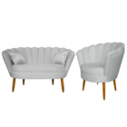 Kit Namoradeira E 1 Poltrona Pétala Decorativa Veludo - Monta