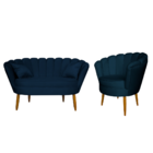 Kit Namoradeira E 1 Poltrona Pétala Decorativa Veludo - Monta