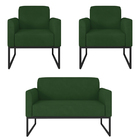 Kit Namoradeira E 2 Poltronas Decorativas Base Industrial Pre