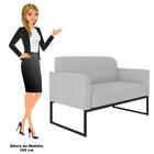 Kit Namoradeira E 2 Poltronas Decorativas Base Industrial Pre