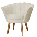 Kit Namoradeira E 2 Poltronas Pétala Decorativa Veludo Bege -