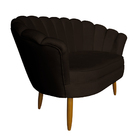 Kit Namoradeira E 2 Poltronas Pétala Decorativa Veludo Marrom