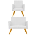 Kit Namoradeira E Poltrona Beatriz Palito Mel Suede Branco -