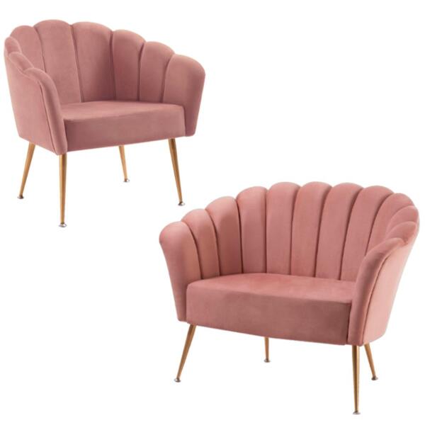 Kit Namoradeira E Poltrona Decorativa 7050x7049 Veludo Dmobil