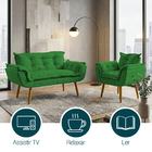 Kit Namoradeira E Poltrona Decorativa Para Sala Recepção Mani