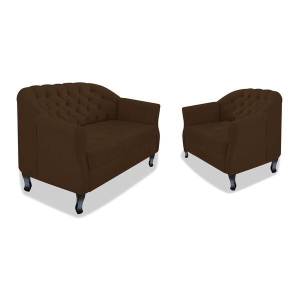 Kit Namoradeira E Poltrona Julia A02 Suede - Doce Sonho Móvei