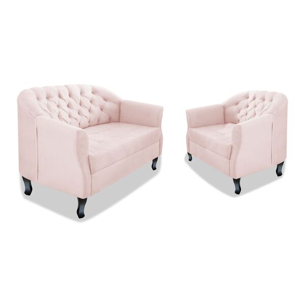 Kit Namoradeira E Poltrona Julia A02 Suede - Doce Sonho Móvei