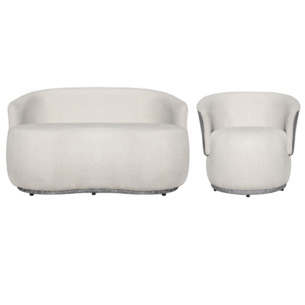 Kit Namoradeira Mais Poltrona Orgânico Beatriz Tecido Bouclé