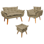 Kit Namoradeira Poltrona E Puff Decorativo Para Sala Manicure