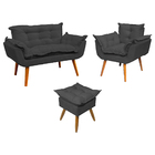 Kit Namoradeira Poltrona E Puff Decorativo Para Sala Manicure