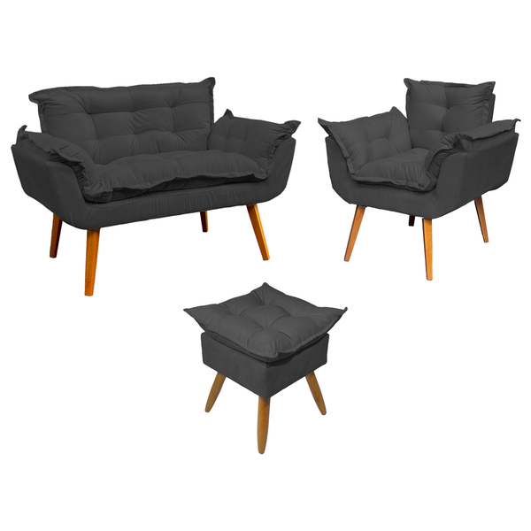 Kit Namoradeira Poltrona E Puff Decorativo Para Sala Manicure