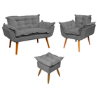 Kit Namoradeira Poltrona E Puff Decorativo Para Sala Manicure