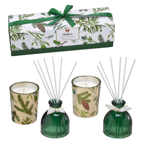 Kit Natal Com Vela No Pote E Frasco Para Difusor Sem Essência