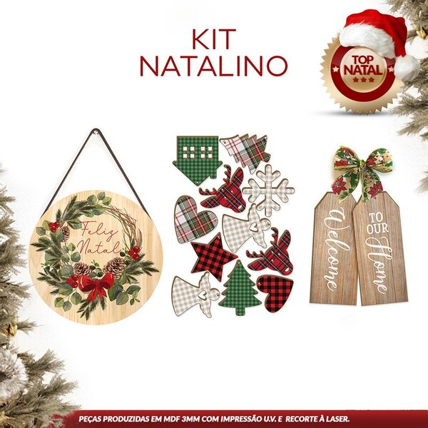 Kit Natalino Placas Decorativas Com Frases