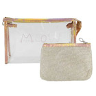 Kit Necessaire Transparente E Glitter - Rosé