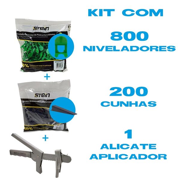 Kit Nivelador De Pisos Stein 800 Pçs Nivelador 1,0mm + 200 Pç