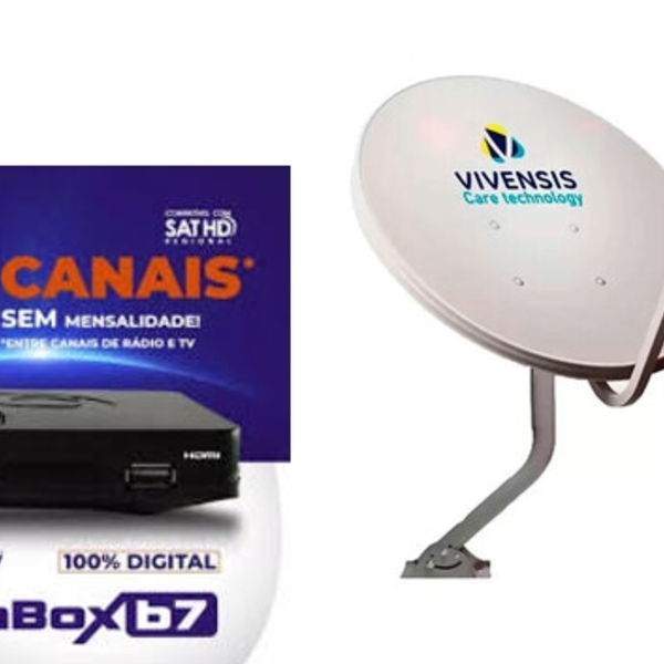 Kit Nova Antena Parabólica 60cm com Recepitor Digital HD da C