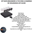 Kit Nvr Gravador Sem Fio Com 4 Cameras De Seguranca Kp-ca238