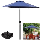 Kit Ombrelone 2,5m Ipanema Azul Com Manivela Articulado + Bas