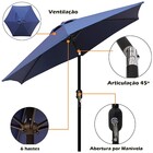 Kit Ombrelone Guarda Sol Ipanema 2,5m Articulado Azul Com Bas