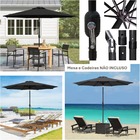 Kit Ombrelone Guarda Sol Maresias 3m Articulado Preto Com Bas