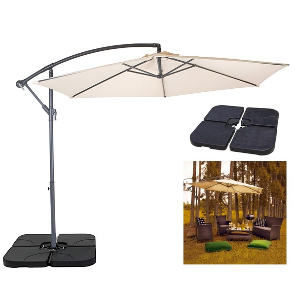 Kit Ombrelone Lateral Suspenso 3m Bora Bora Com Manivela + Ba